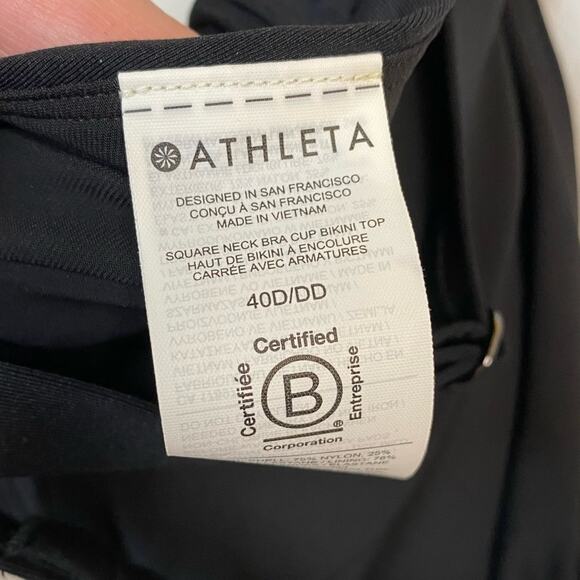 Athleta Square Neck Bra Cup Black Bikini Top Size 40D/DD - Picture 9 of 10